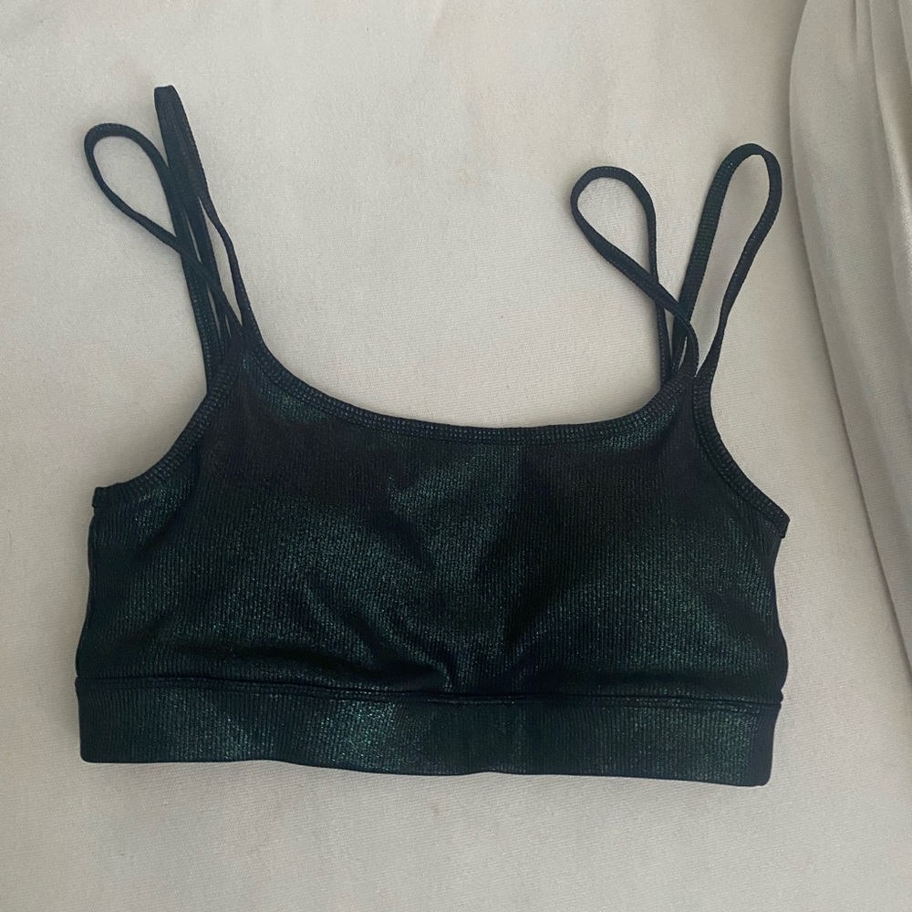 Iridescent Ribbed Sports Bra Carbon 38